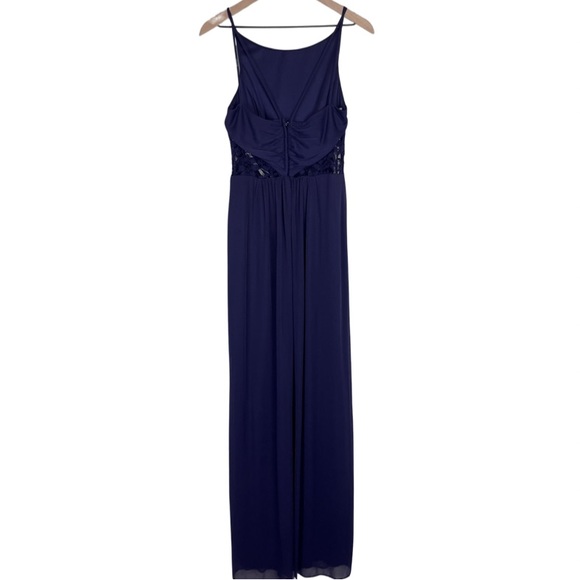 David’s Bridal NWT Double Strap Lace Inset Mesh Bridesmaids Dress Size 10 Lapis - Picture 4 of 11